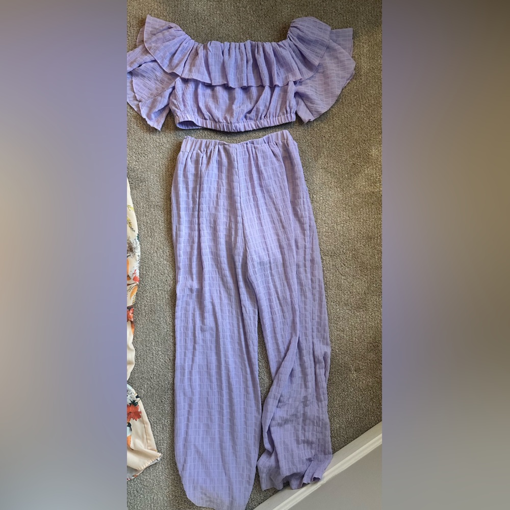 Lavender Off-Shoulder Jumpsuit